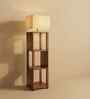 Agnes Wooden Shelf Floor Lamp with Wooden Shade & Brown Base