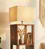 Agnes Wooden Shelf Floor Lamp with Wooden Shade & Brown Base