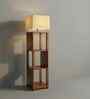 Agnes Wooden Shelf Floor Lamp with Wooden Shade & Brown Base