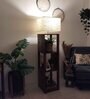 Agnes Wooden Shelf Floor Lamp with Wooden Shade & Brown Base