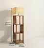 Agnes Wooden Shelf Floor Lamp with Wooden Shade & Brown Base