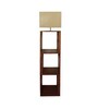 Agnes Wooden Shelf Floor Lamp with Wooden Shade & Brown Base