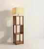 Agnes Wooden Shelf Floor Lamp with Wooden Shade & Brown Base