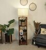 Agnes Wooden Shelf Floor Lamp with Wooden Shade & Brown Base