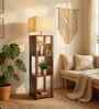 Agnes Wooden Shelf Floor Lamp with Wooden Shade & Brown Base