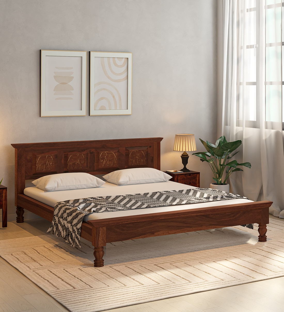 Buy Airavana Sheesham Wood King Size Bed In Provincial Teak Finish at 9 ...