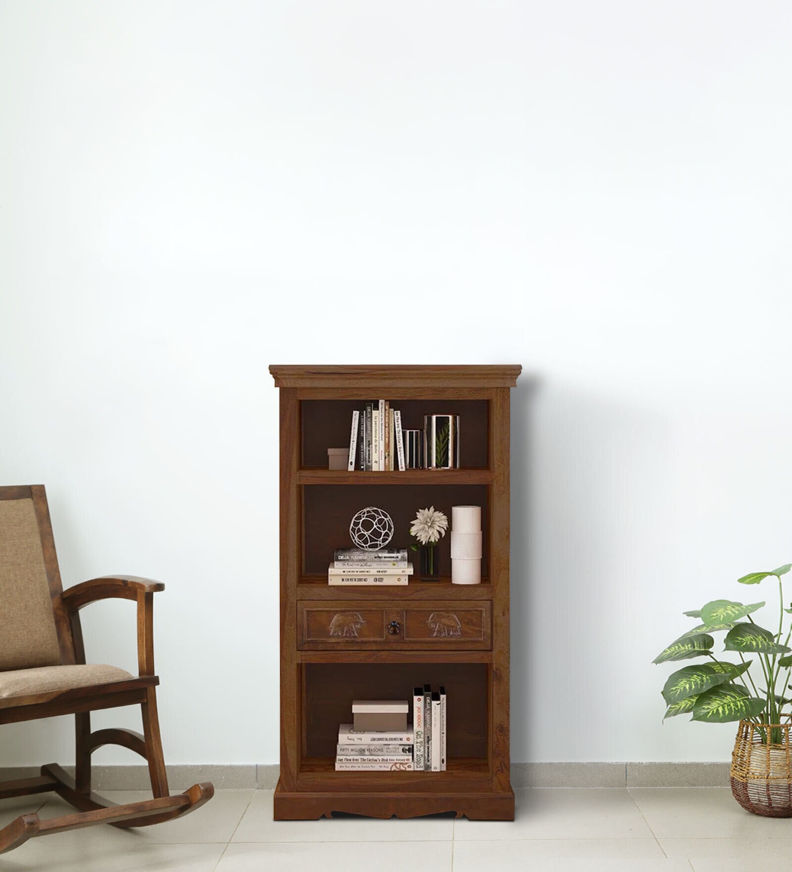 Airavana Sheesham Wood Book Shelf in Scratch Resistant Provincial teak  Finish
