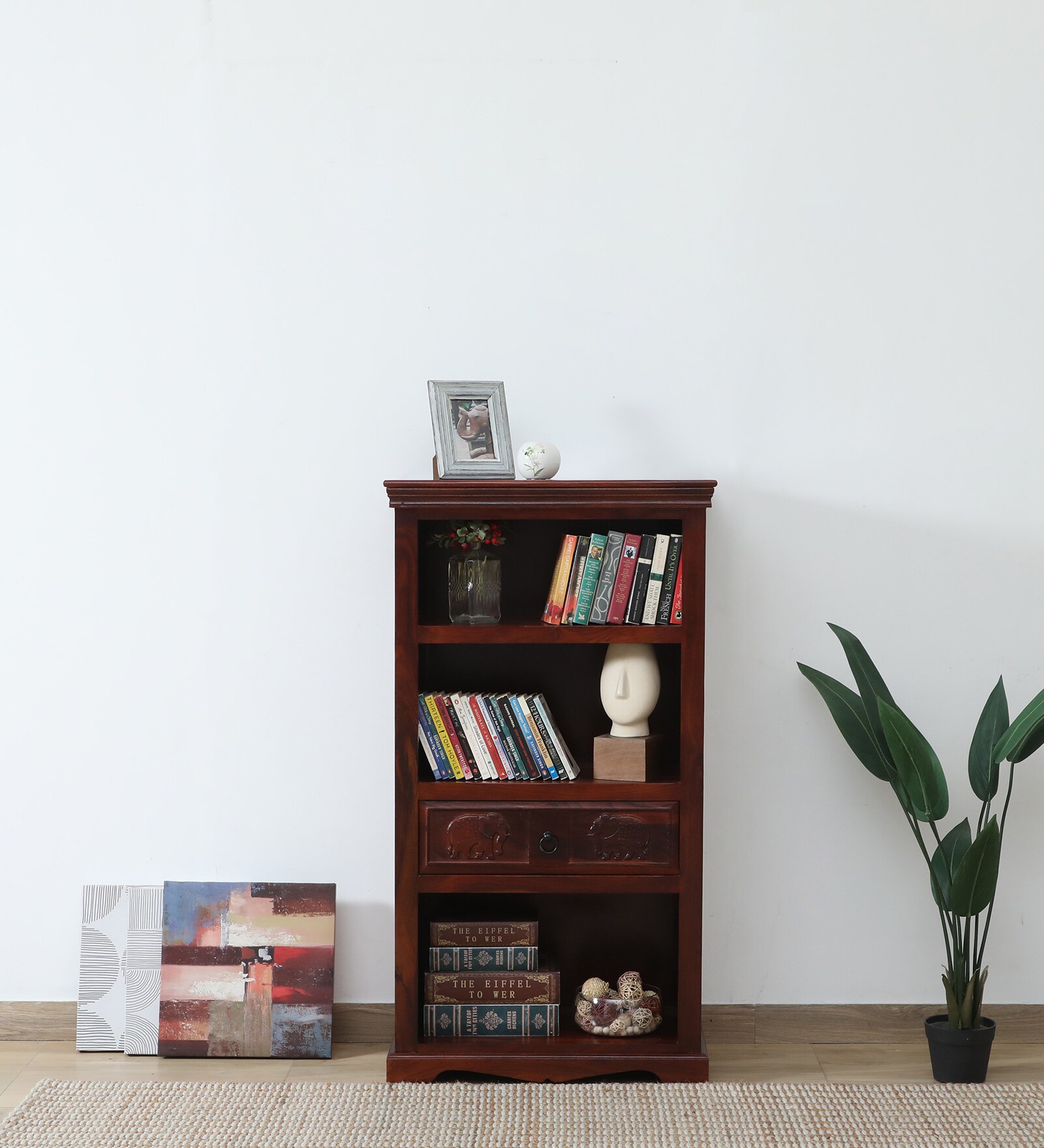 Airavana Sheesham Wood Bookshelf in Scratch Resistant Honey Oak Finish Airavana Sheesham Wood Bookshelf in Scratch Resistant Honey Oak Finish