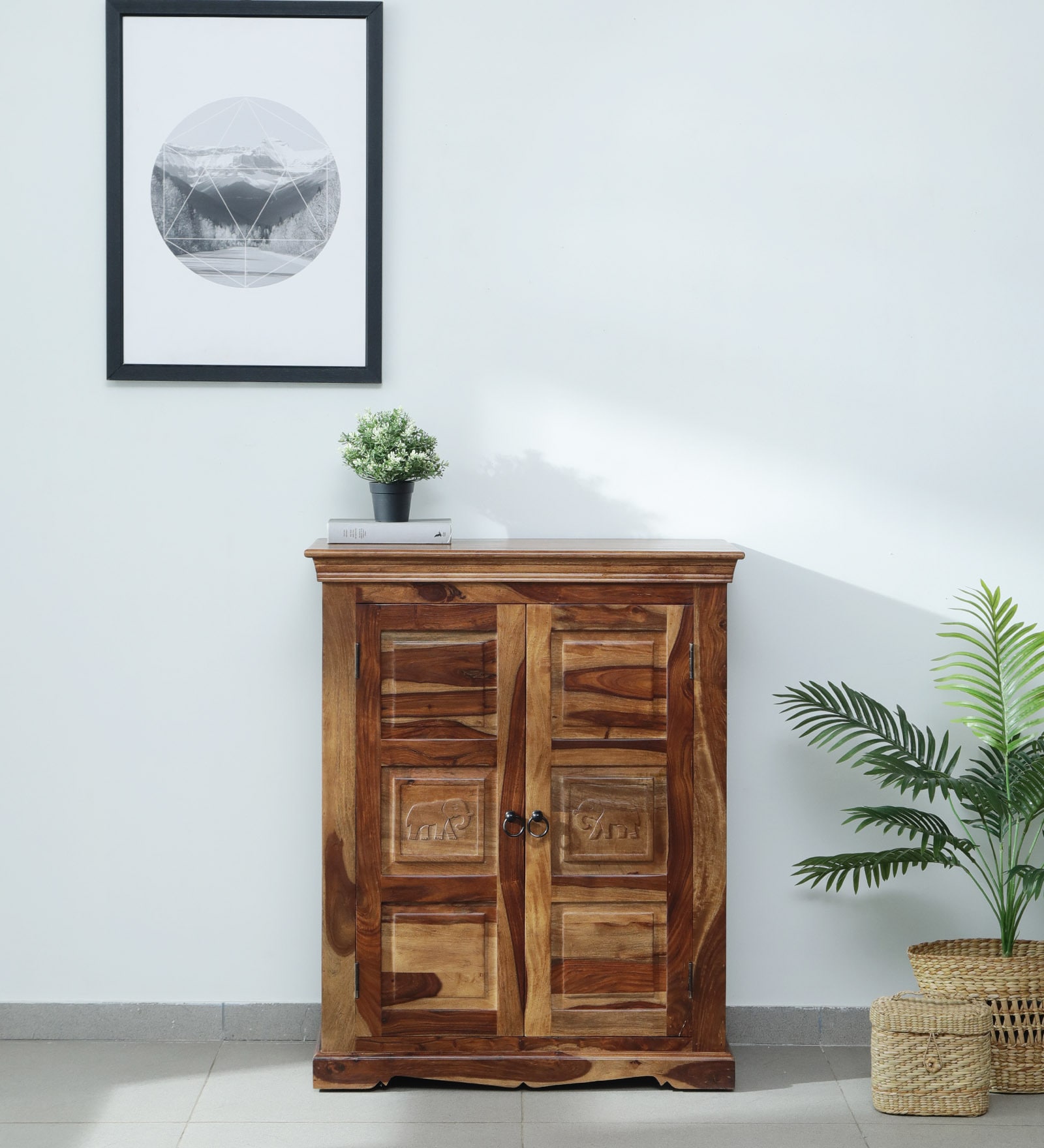 Airavana Sheesham Wood Cabinet in Scratch Resistant Provincial Teak Finish Airavana Sheesham Wood Cabinet in Scratch Resistant Provincial Teak Finish
