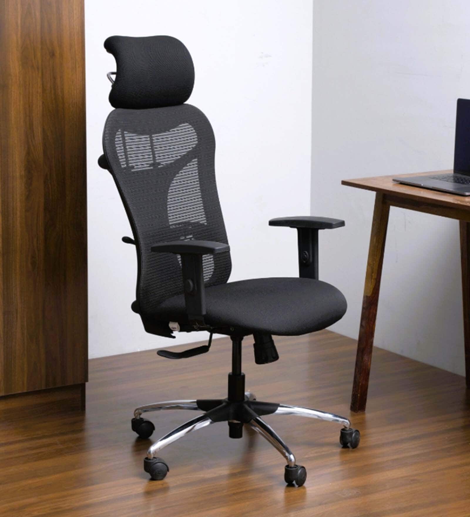 Airavat Breathable Mesh Office Chair In Black Colour