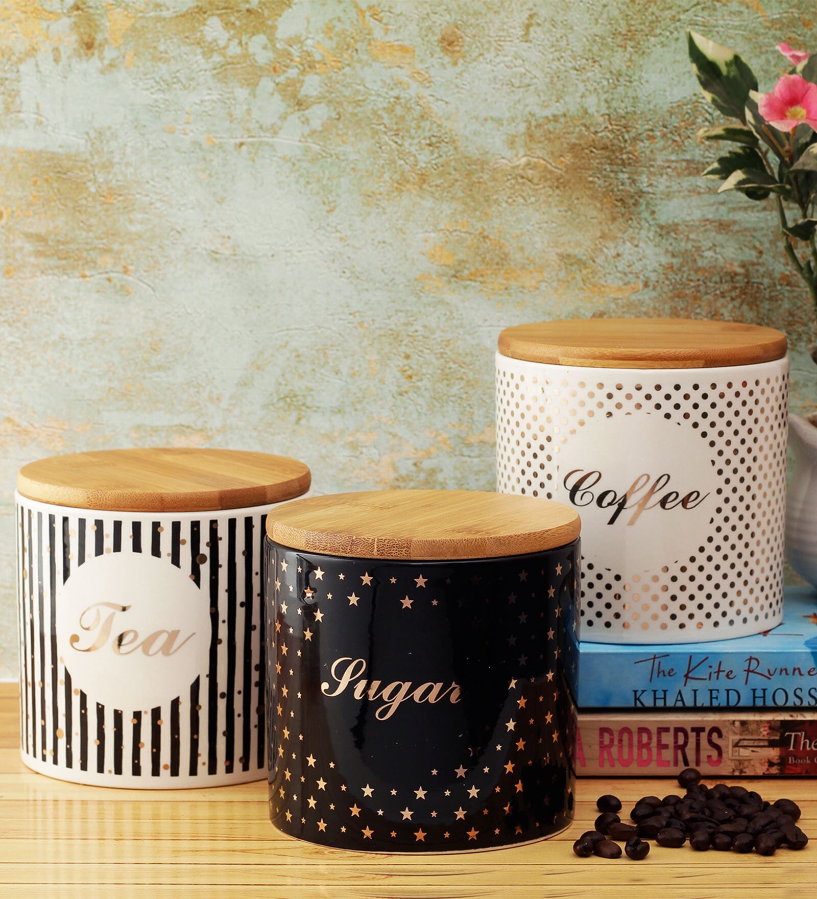 Airtight (Set of 3) Black Ceramic Jar Container