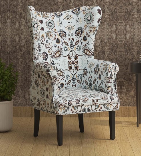 Aiden Wing Chair With Printed Upholstery By Bohemiana