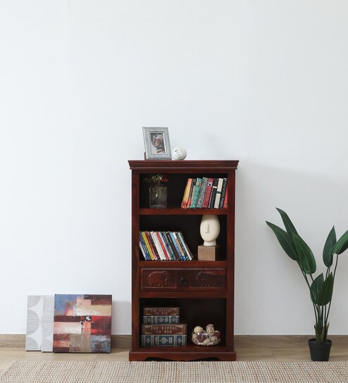Airavana Sheesham Wood Bookshelf in Scratch Resistant Honey Oak Finish