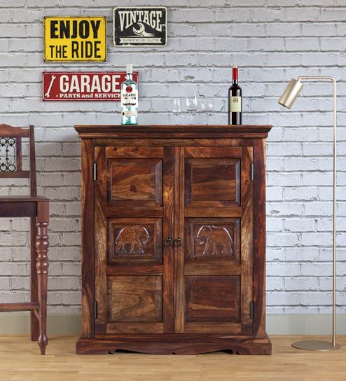 Brown Oak Vernished Wood Kitchen Tableware Bar buy airavana solid wood bar cabinet in provincial teak finish by mudramark online indian ethnic bar cabinets bar furniture furniture pepperfry