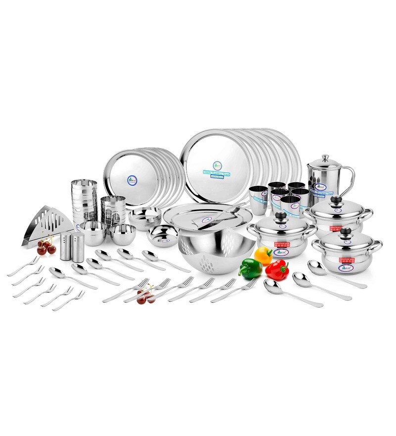 Buy Crystal Stainless Steel 72Piece Dinner Set by Airan Online