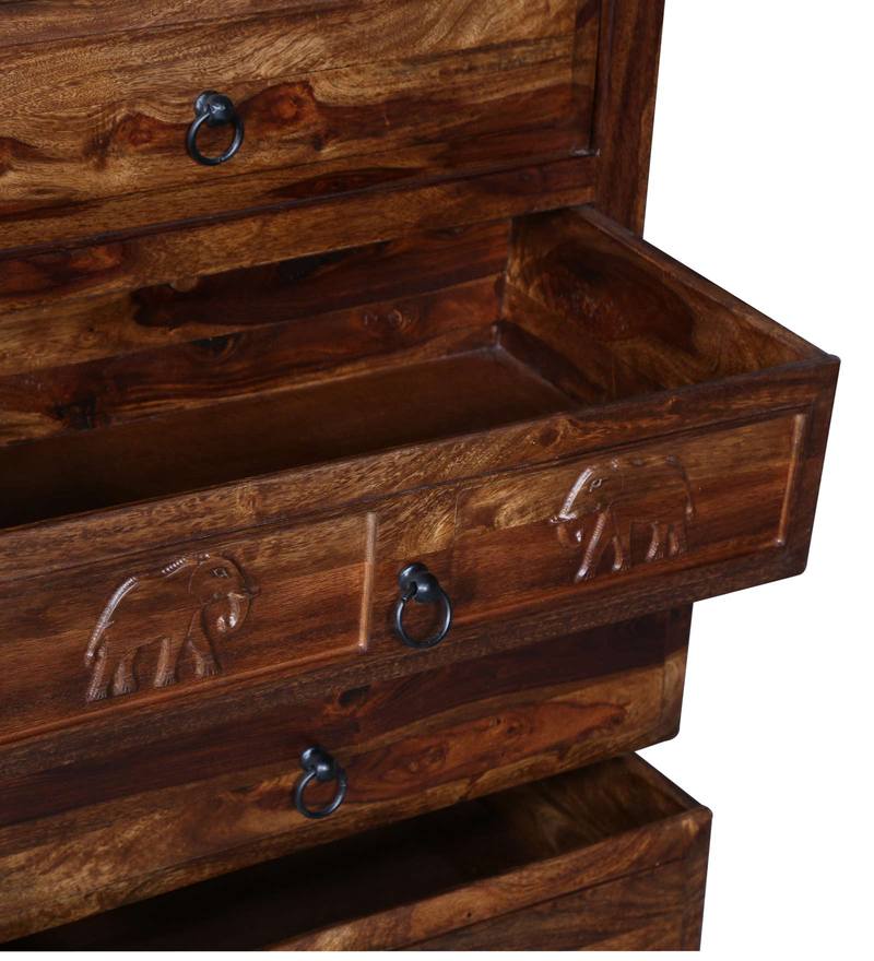 Buy Airavana Solid Wood Chest Of Drawers In Provincial Teak Finish