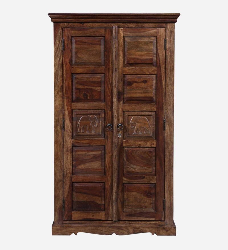 Buy Airavana Sheesham Wood 2 Door Wardrobe In Provincial Teak Finish