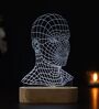 AI Digital Human Face Design Acrylic & Wooden Base LED Table Lamp with Rechargeable Battery