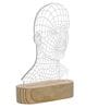 AI Digital Human Face Design Acrylic & Wooden Base LED Table Lamp with Rechargeable Battery