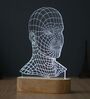 AI Digital Human Face Design Acrylic & Wooden Base LED Table Lamp with Rechargeable Battery