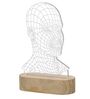 AI Digital Human Face Design Acrylic & Wooden Base LED Table Lamp with Rechargeable Battery
