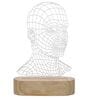 AI Digital Human Face Design Acrylic & Wooden Base LED Table Lamp with Rechargeable Battery