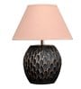 Aida Mini Beige Cotton Shade Table Lamp With Black Base