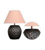 Aida Mini Beige Cotton Shade Table Lamp With Black Base