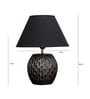 Benevento Black Cotton Shade Night Lamp With Wood Base