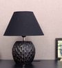 Benevento Black Cotton Shade Night Lamp With Wood Base