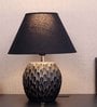 Benevento Black Cotton Shade Night Lamp With Wood Base