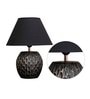Benevento Black Cotton Shade Night Lamp With Wood Base
