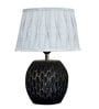 Healy Grey Cotton Shade Night Lamp With Wood Base