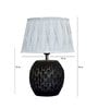 Healy Grey Cotton Shade Night Lamp With Wood Base