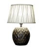 Healy Grey Cotton Shade Night Lamp With Wood Base