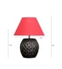 Lense Maroon Cotton Shade Night Lamp With Wood Base
