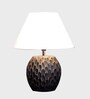 Aida Mini White Cotton Shade Table Lamp With Black Base