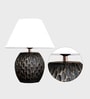 Aida Mini White Cotton Shade Table Lamp With Black Base