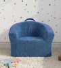 Aiden Puffy Organic Kids Lounge Chair In Navy Blue Colour