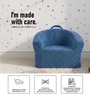 Aiden Puffy Organic Kids Lounge Chair In Navy Blue Colour
