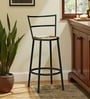 Aiken Metal Bar Chair in Black Colour With White and Brown Cotton Rope