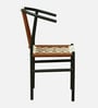 Aiken Metal Chair in Black Colour With White and Brown Cotton Rope