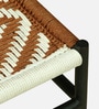 Aiken Metal Chair in Black Colour With White and Brown Cotton Rope