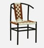 Aiken Metal Chair in Black Colour With White and Brown Cotton Rope