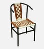 Aiken Metal Chair in Black Colour With White and Brown Cotton Rope