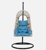 Aiken Wicker Swing in Honey & Blue Colour