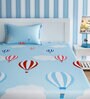 Air Balloon Single Bedsheet with 2 Pillow covers in Blue Colour
