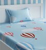 Air Balloon Single Bedsheet with 2 Pillow covers in Blue Colour