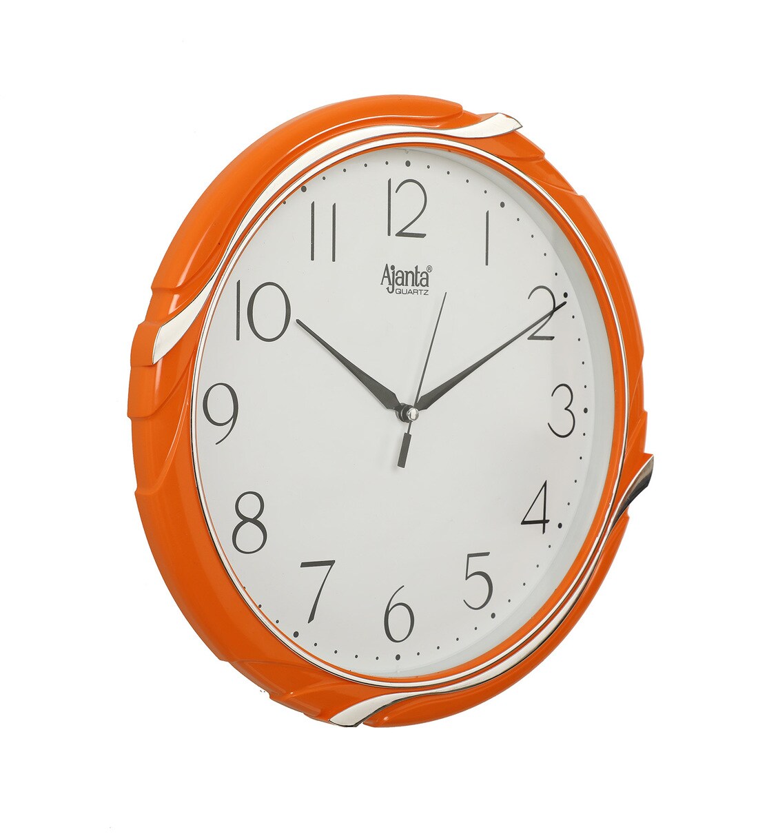 Buy Orange Plastic Analog Contemporary Wall Clock by Ajanta Online