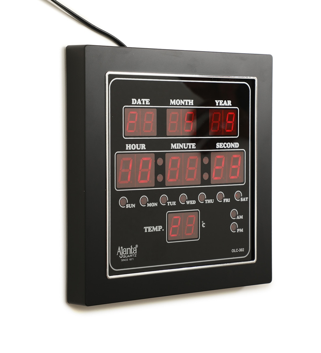 Buy Black Plastic Digital Wall Clock by Ajanta Online Modern Wall